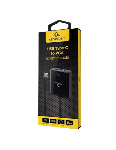Cablu Video Cablexpert A-CM-VGAF-01, USB 3.1 Type-C (M) - VGA 15-pin (F), 0.15 m, Negru