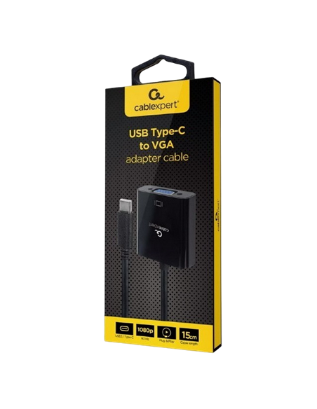 Cablu Video Cablexpert A-CM-VGAF-01, USB 3.1 Type-C (M) - VGA 15-pin (F), 0.15 m, Negru