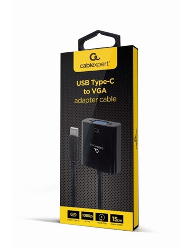 Cablu Video Cablexpert A-CM-VGAF-01, USB 3.1 Type-C (M) - VGA 15-pin (F), 0.15 m, Negru