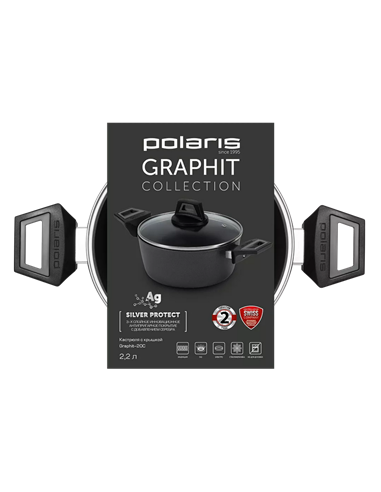 Кастрюля Polaris Graphit-20C, 2,2л, 20см, Чёрный