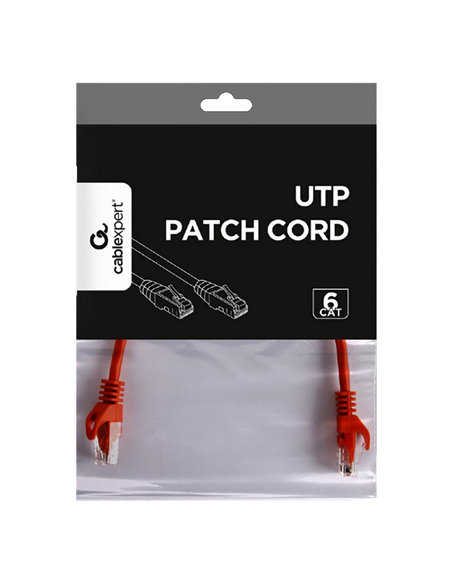 Patch cord Cablexpert PP6U-0.25M/R, Cat6 UTP, 0,25m, Roșu