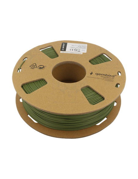 Filament pentru imprimantă 3D Gembird 3DP-PLA-01-MTMG, PLA, Verde militar Mată, 1.75 mm, 1kg