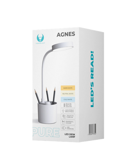 Lampa de birou Forever Pure FLB-20 Agnes, Alb