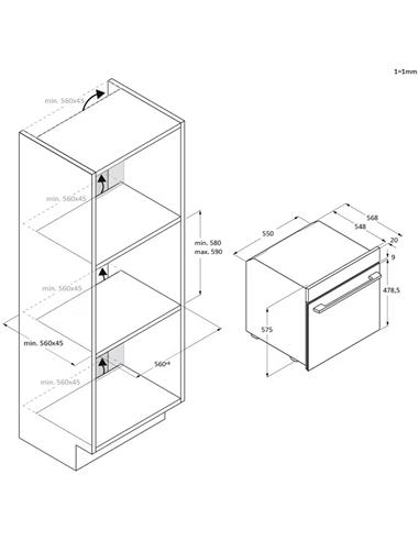 Cuptor Electric Candy CA6 N3T1HTB, Negru