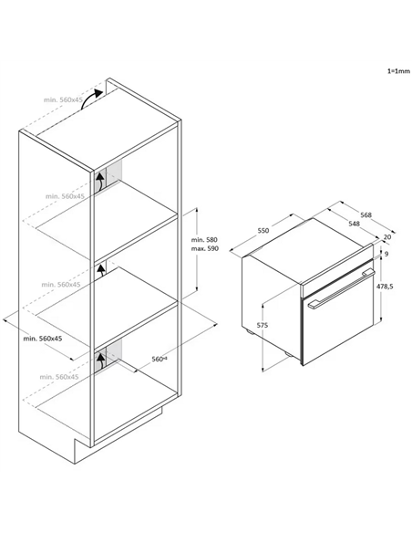 Электрический духовой шкаф Candy CA6 N3T1HTB, Черный