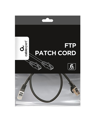 Патч-корд Cablexpert PP6-0.5M/BK, Cat6 FTP , 0,5м, Чёрный