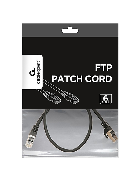 Патч-корд Cablexpert PP6-0.5M/BK, Cat6 FTP , 0,5м, Чёрный