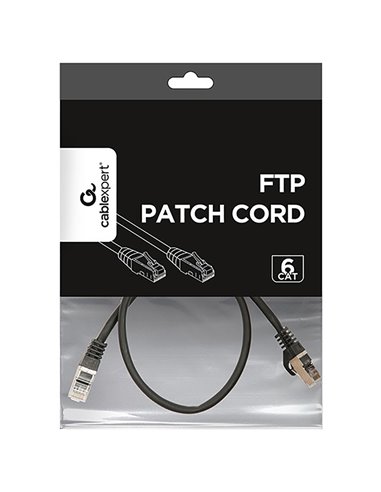 Патч-корд Cablexpert PP6-0.5M/BK, Cat6 FTP , 0,5м, Чёрный