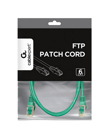 Патч-корд Cablexpert PP6-1M/G, Cat6 FTP , 1м, Зелёный