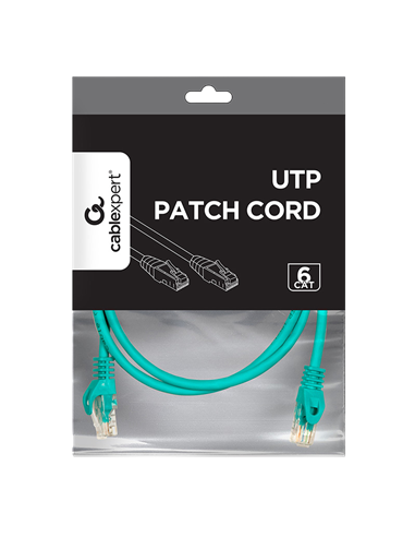 Patch cord Cablexpert PP6U-1M/G, Cat6 UTP, 1m, Verde
