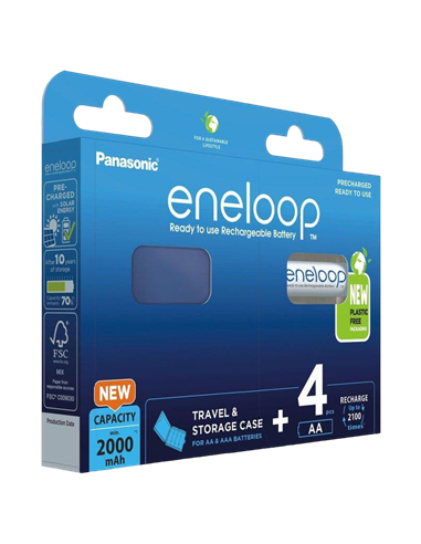 AA Eneloop 2000mAh, Blister*4, Panasonic, with Batterybox, BK-3MCDE/4CP+case