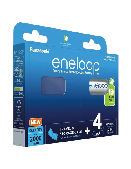 AA Eneloop 2000mAh, Blister*4, Panasonic, with Batterybox, BK-3MCDE/4CP+case