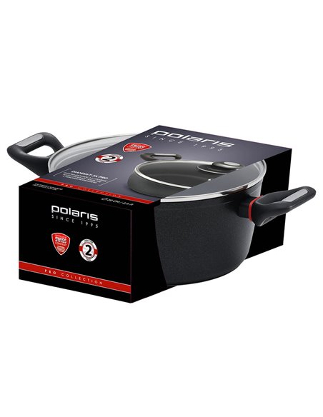 Кастрюля Polaris PRO collection-20C, 2,4л, 20см, Чёрный