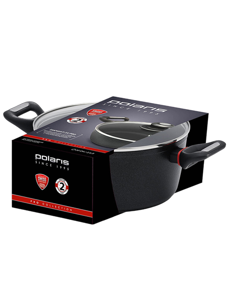 Кастрюля Polaris PRO collection-20C, 2,4л, 20см, Чёрный