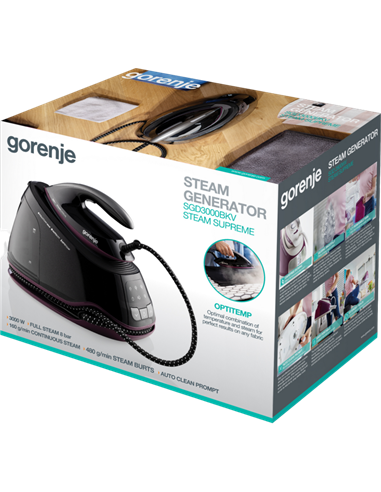 Fier de călcat cu generator de abur Gorenje SGD3000BKV, 3000W, Negru