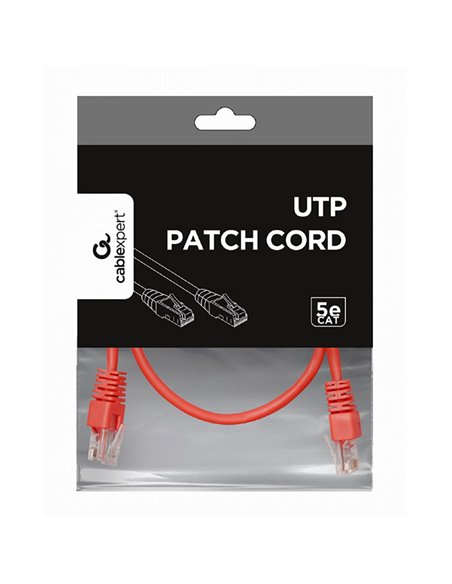 Патч-корд Cablexpert PP12-0.5M/R, CAT5e UTP, 0,5м, Красный