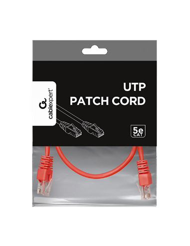 Патч-корд Cablexpert PP12-0.5M/R, CAT5e UTP, 0,5м, Красный