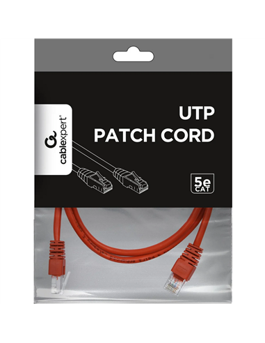 Патч-корд Cablexpert PP12-5M/R, CAT5e UTP, 5м, Красный