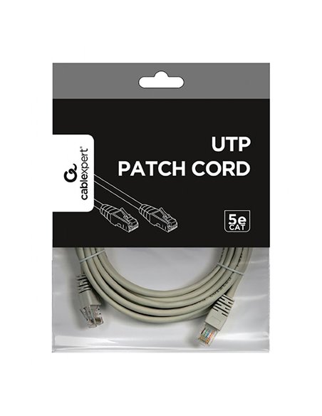 Patch cord Cablexpert PP12-5M, CAT5e UTP, 5m, Gri