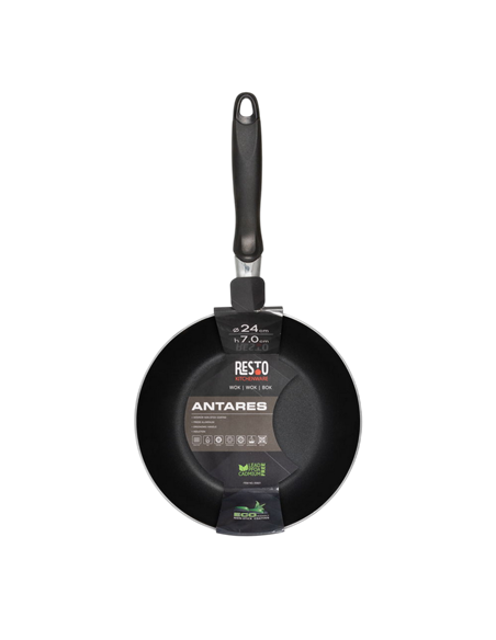 Сковорода WOK RESTO 93601, 24см, Чёрный