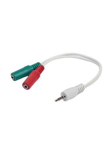 Аудио адаптер Cablexpert CCA-417W, 3.5mm 4-pin (M) - 2x 3.5mm 3-pin (F), 0,2м, Белый