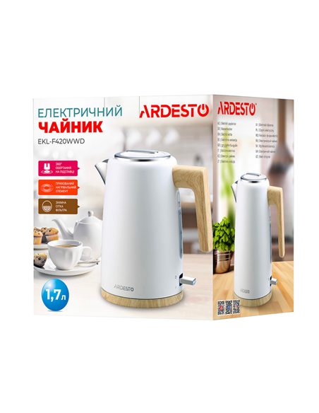 Fierbător electric Ardesto EKL-F420WWD, Alb