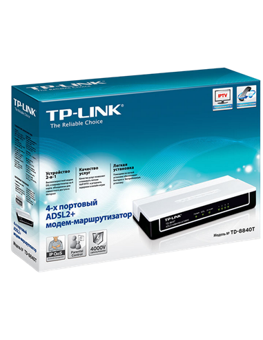 Modem ADSL TP-LINK TD-8840T, ADSL/ADSL2/ADSL2 + până la 24 Mbps, Negru