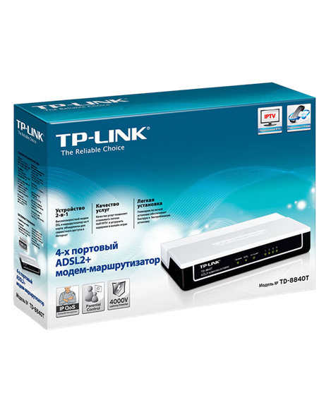 Modem ADSL TP-LINK TD-8840T, ADSL/ADSL2/ADSL2 + până la 24 Mbps, Negru