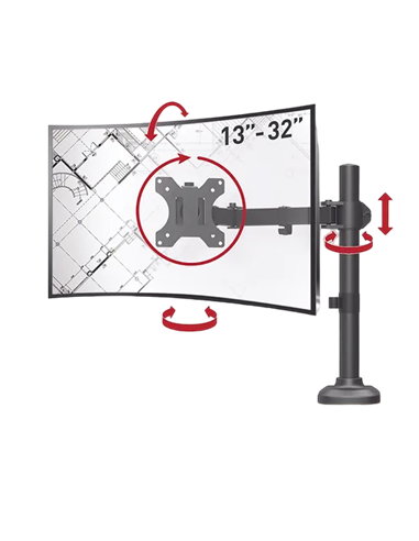 Suport birou pentru monitoare BARKAN M121T, Negru