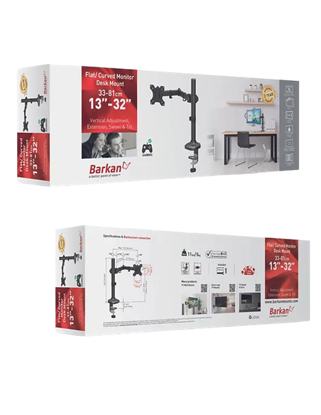 Suport birou pentru monitoare BARKAN M121T, Negru