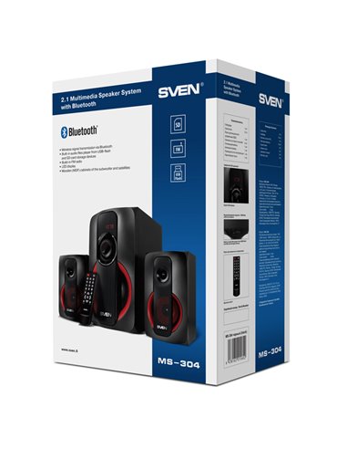 Boxe pentru calculator 2.1 SVEN MS-304, Negru/Roșu