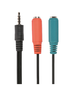 Audio Adaptor Cablexpert CCA-417, 3.5mm 4-pin (M) - 2x 3.5mm 3-pin (F), 0,2m, Negru