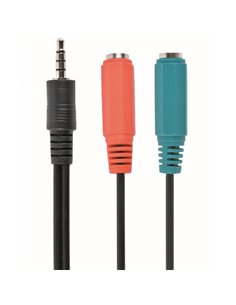 Audio Adaptor Cablexpert CCA-417, 3.5mm 4-pin (M) - 2x 3.5mm 3-pin (F), 0,2m, Negru 2