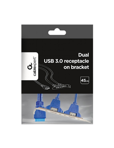 Receptor USB 3.0 dublu pe suport Cablexpert CC-USB3-RECEPTACLE, Albastru