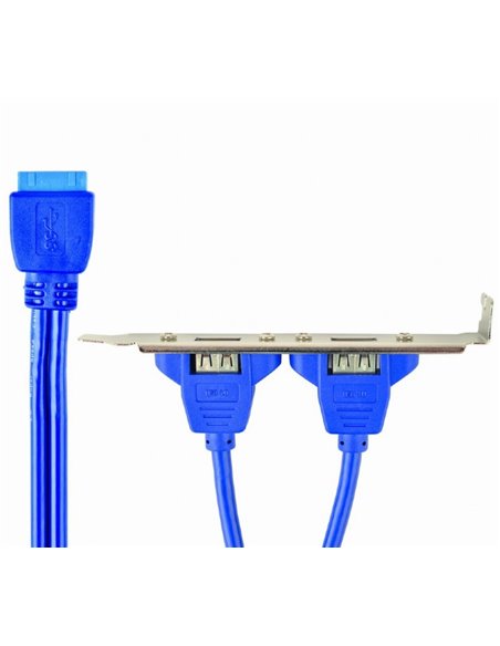 Receptor USB 3.0 dublu pe suport Cablexpert CC-USB3-RECEPTACLE, Albastru