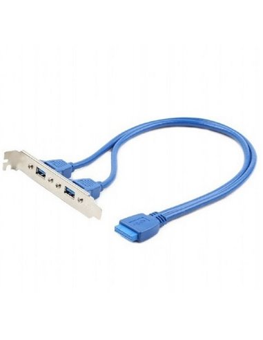 Receptor USB 3.0 dublu pe suport Cablexpert CC-USB3-RECEPTACLE, Albastru
