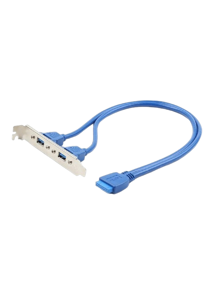 Receptor USB 3.0 dublu pe suport Cablexpert CC-USB3-RECEPTACLE, Albastru