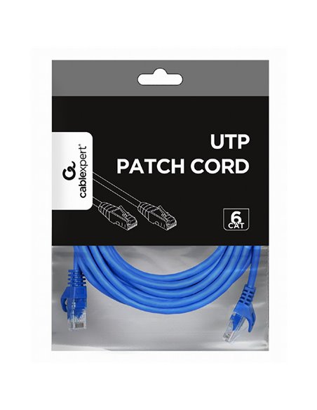 Патч-корд Cablexpert PP6U-5M/B, Cat6 UTP, 5м, Синий