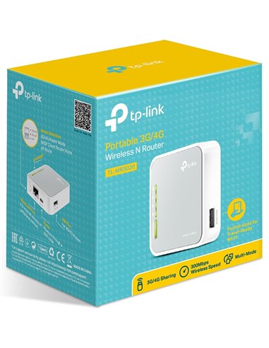 Router fără fir TP-LINK TL-MR3020, 3G, 4G, Alb
