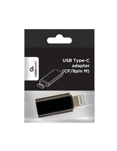 Audio Adaptor Cablexpert A-USB-CF8PM-01, Lightning - USB Type-C, Negru