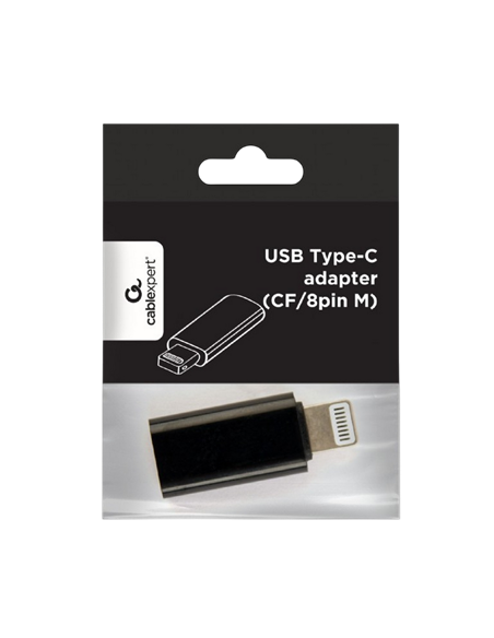 Аудио адаптер Cablexpert A-USB-CF8PM-01, Lightning - USB Type-C, Черный