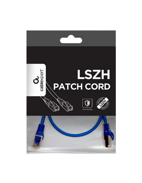Patch cord Cablexpert PP6A-LSZHCU-B-0.5M, Cat6A SSTP, 0,5m, Albastru