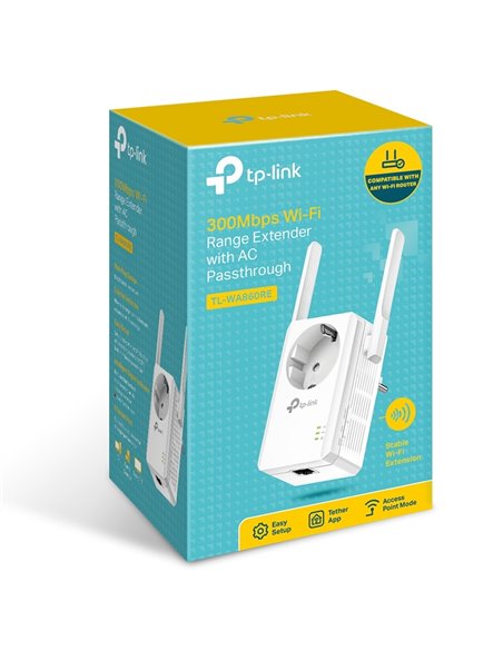 Amplificator de semnal Wi‑Fi TP-LINK TL-WA860RE, 300 Mbps, Alb