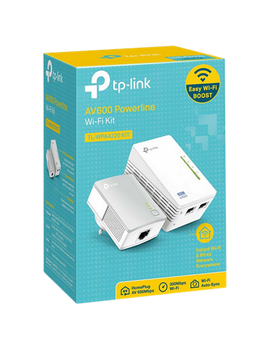 Wi-Fi + Powerline адаптер TP-LINK TL-WPA4220 KIT, AV600, 600 Mбит/c, Белый