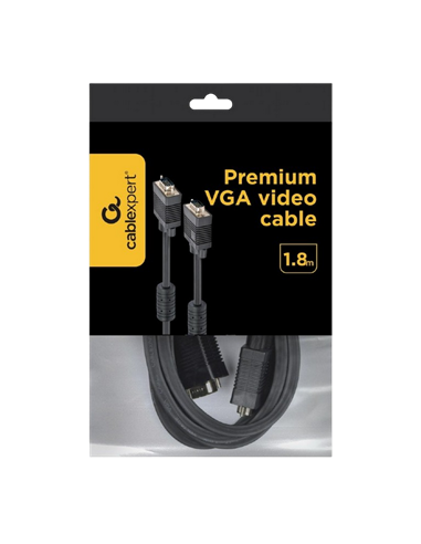Cablu Video Cablexpert CC-PPVGA-6B, VGA D-Sub (M) - VGA D-Sub (M), 1,8m, Negru