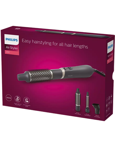 Uscător de păr-perie Philips BHA301/00, 800W, Gri