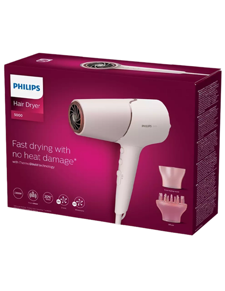 Uscător de păr Philips BHD530/00, 2300W, Piersica perla