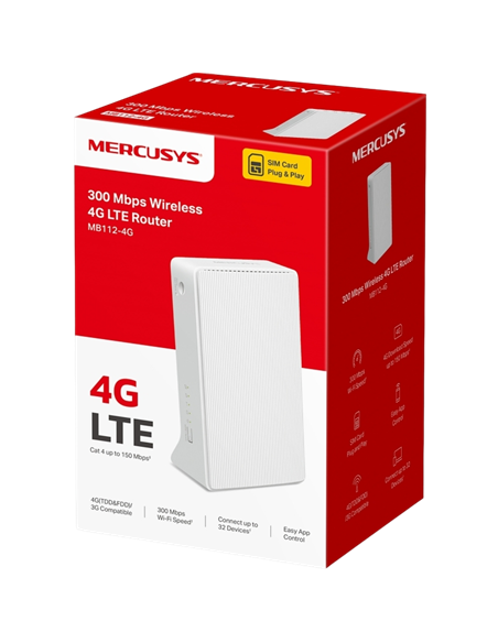 Беспроводной маршрутизатор MERCUSYS MB112-4G, Wi-Fi + 4G LTE, Белый