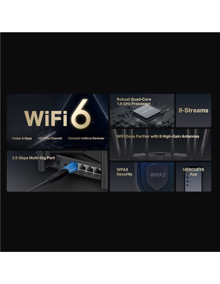 Router fără fir MERCUSYS MR90X, Negru