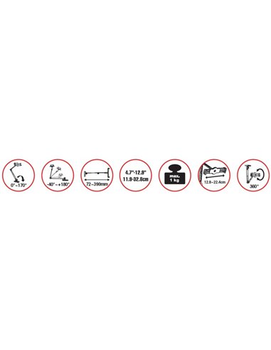 Suport pe perete Reflecta Tabula Wall II Universal Tablet Mount, Negru